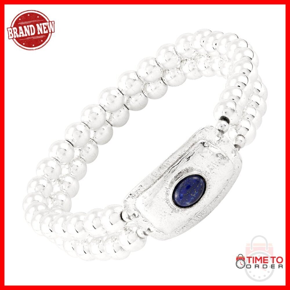 Sterling Silver Stretch Bracelet Elegant Minimal Chic Beaded Statement Piece